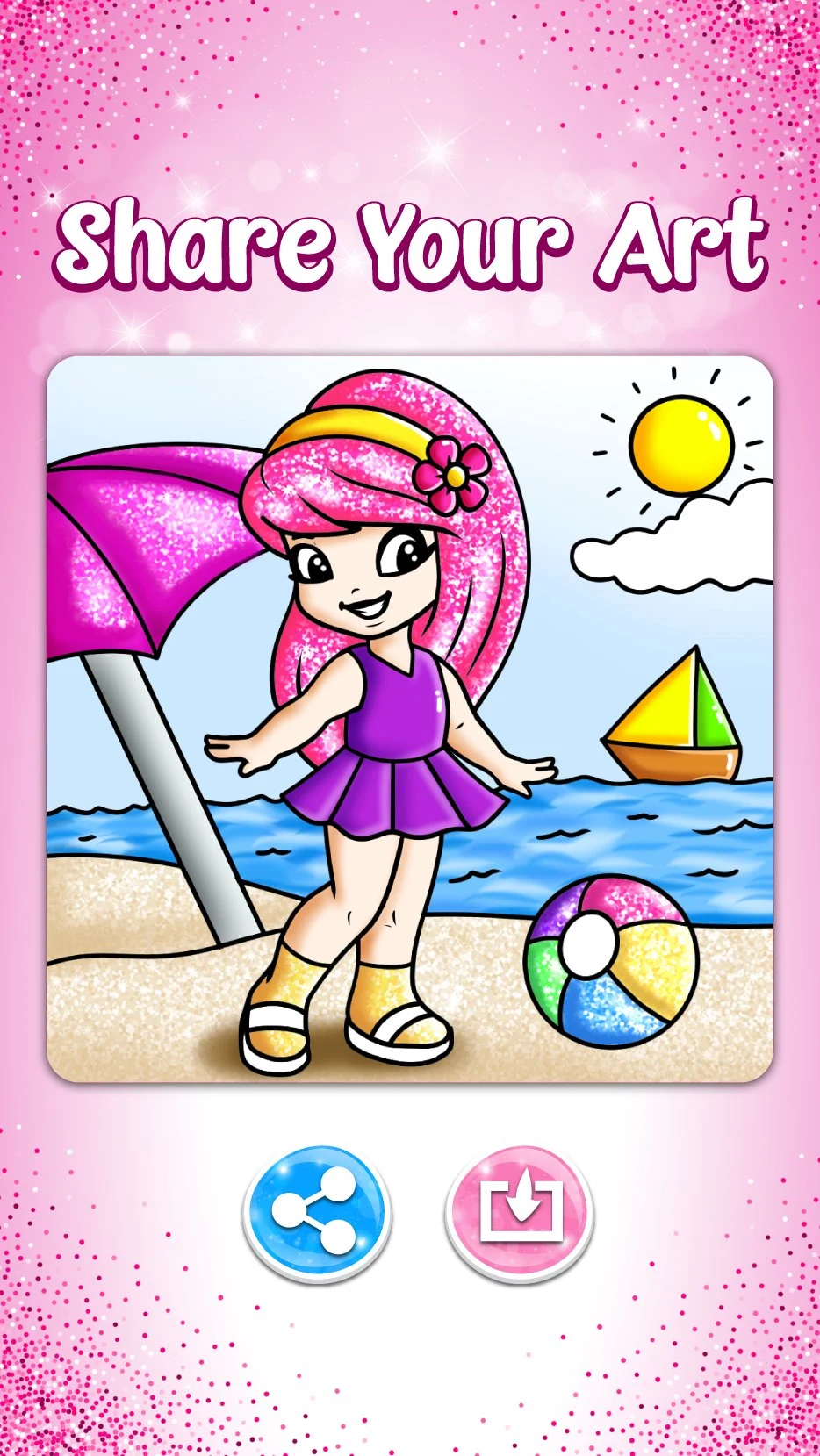 Doll dress Glitter Coloring Book Glitter screenshot