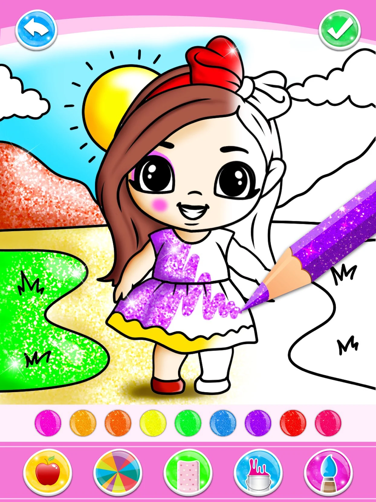 Doll dress Glitter Coloring Book Glitter screenshot